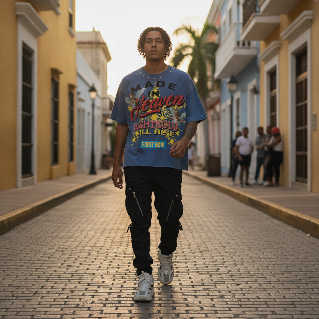 FRD Heaven Rise Tee Puerto Rico: El Flow Celestial Que Domina la Calle Boricua
