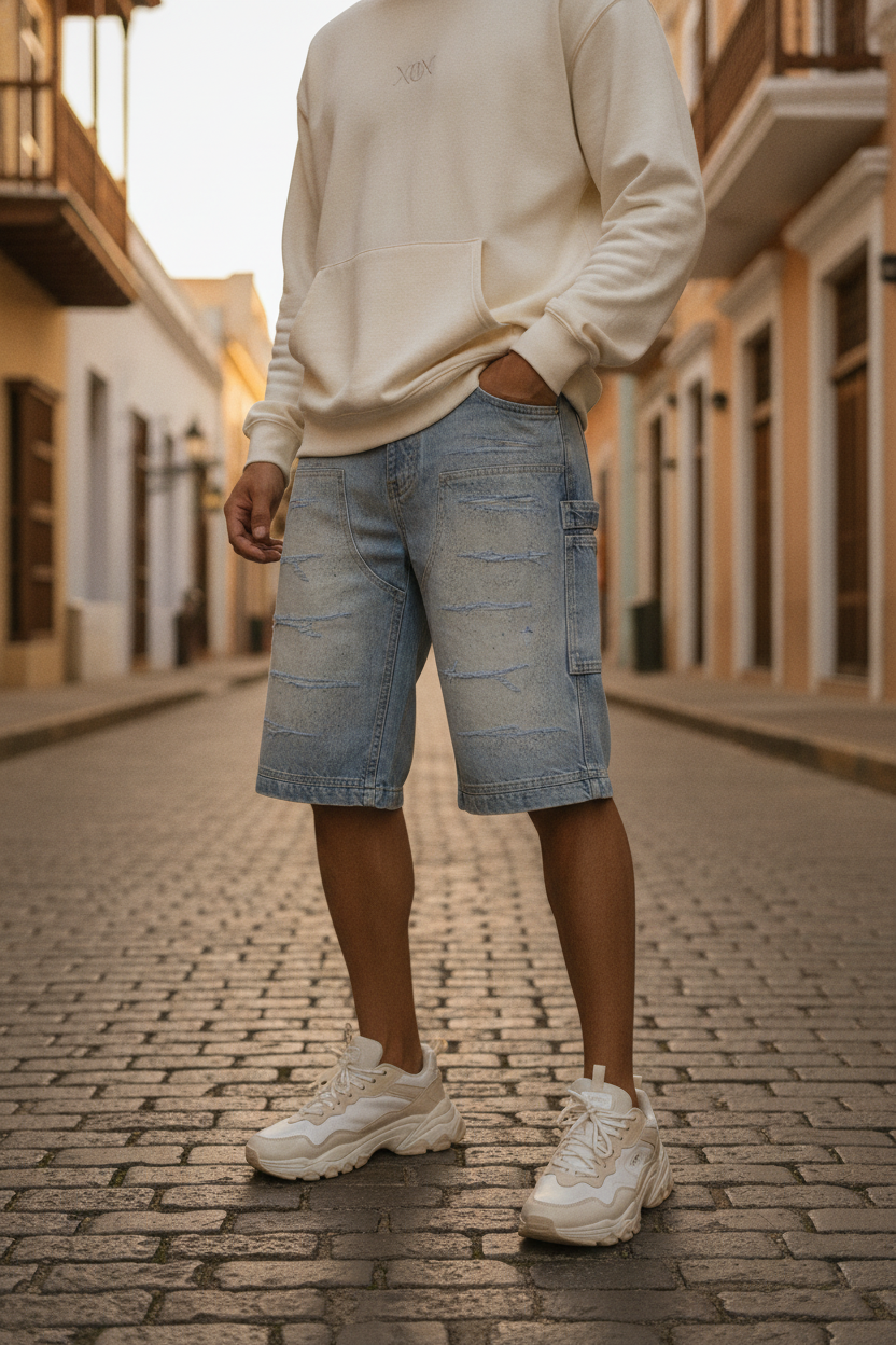 Jorts con diamantes en Puerto Rico: FRD Rhinestone Jorts Blue, el brillo que define tu flow — Puerto Rico