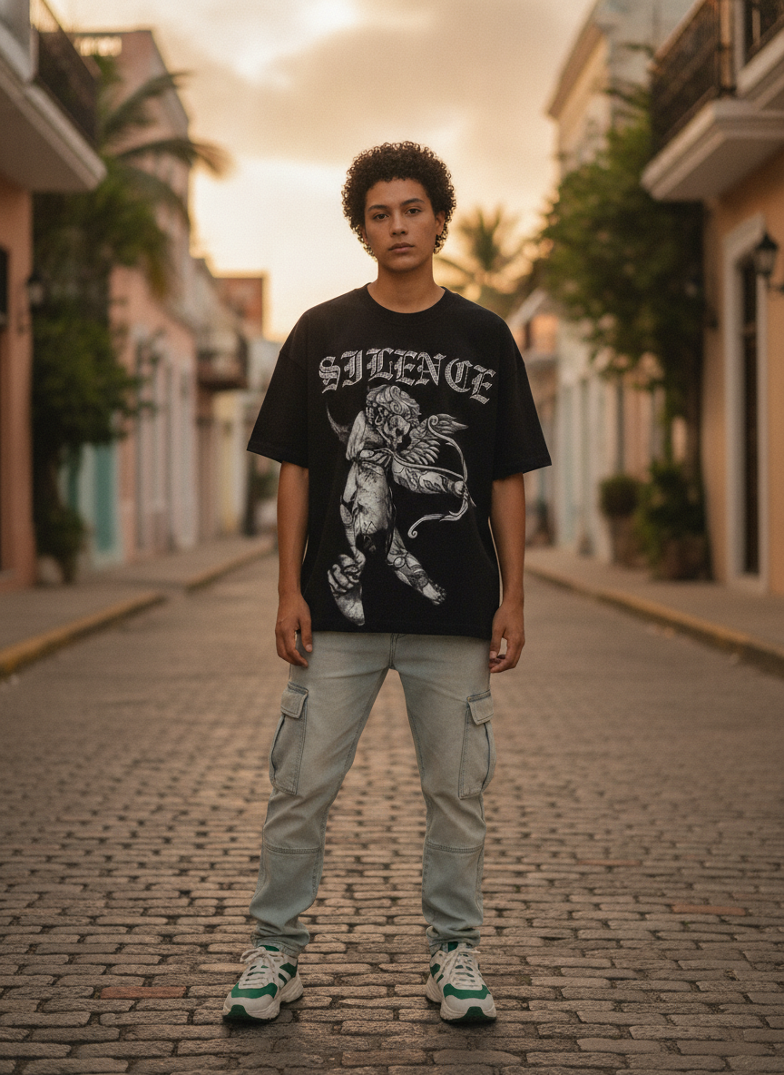 Camisa Escobar 'SILENCE DIAMONDS' Black T-Shirt: El Flow Urbano Boricua que Habla Sin Ruido en Puerto Rico