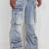 FRD UTILITY CARGO DENIM PANTS AZUL 3121