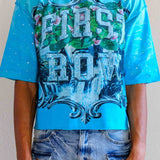 FR Lost Utopia Rhinestone Tee Aqua Blue