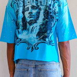 FR Lost Utopia Rhinestone Tee Aqua Blue