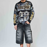 FRD Rhinestone Jorts Black