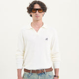 Pure Across The Lines ivory knitted Polo