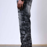 FRD ALLOVER RHINE STONE BLACK RIPPED PANTS