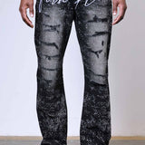 FRD ALLOVER RHINE STONE BLACK RIPPED PANTS