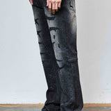 FRD ‘ALLOVER RHINESTONE’ BLACK DENIM FLARE JEAN