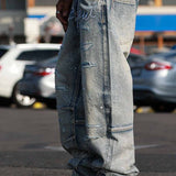 FRD ALLOVER RHINE STONE DENIM RIPPED PANTS