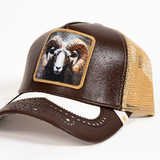Gold Star Hat cabra en cuero marron