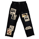 Mixed Emotion 'NEWSPAPER' Black Carpenter Pants