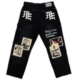 Mixed Emotion 'NEWSPAPER' Black Carpenter Pants