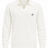 Pure Across The Lines ivory knitted Polo