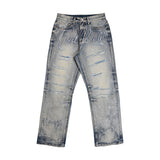 FRD ALLOVER RHINE STONE DENIM RIPPED PANTS