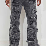 FRD WASHED MULTI CARGO DENIM Y2K PANTS