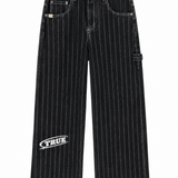 TRUE Pinstripe Mid-Rise Jeans - Blue