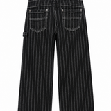 TRUE Pinstripe Mid-Rise Jeans - Blue